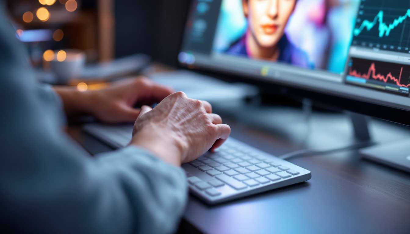 머리카락 한 올까지 정교하게 배경을 제거하는 AI 편집 도구 화면과 마우스를 사용하는 모습