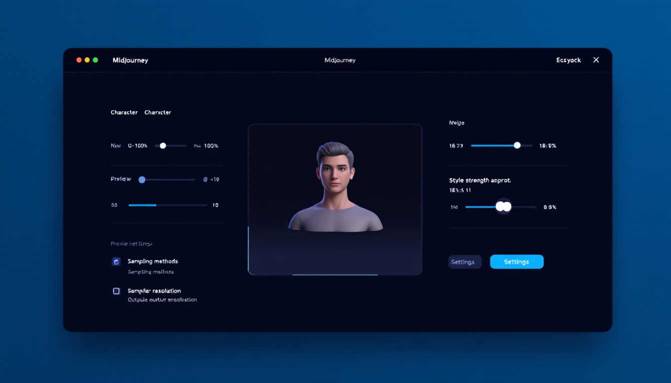 미드저니의 전문적이고 정밀한 프롬프트 파라미터 제어를 보여주는 웹 UI 화면