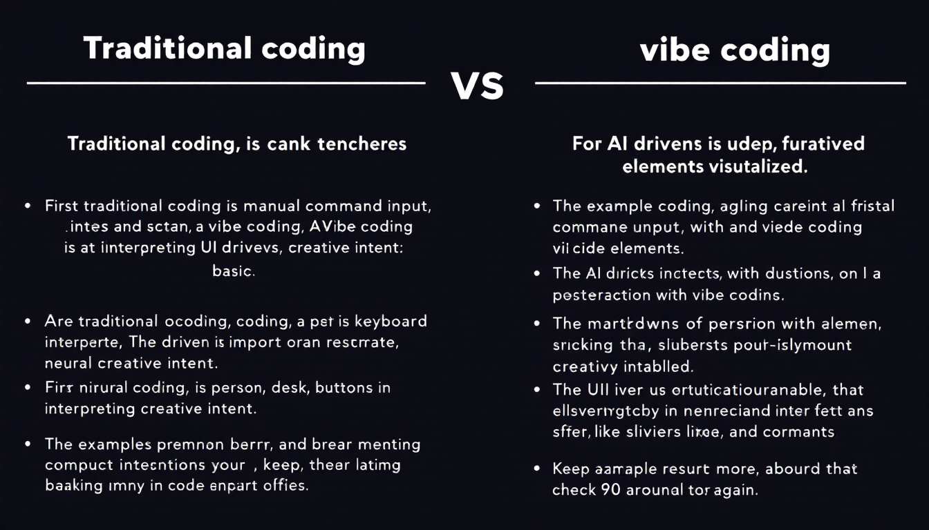 전통적 코딩과 바이브코딩의 차이를 보여주는 비교 차트 이미지