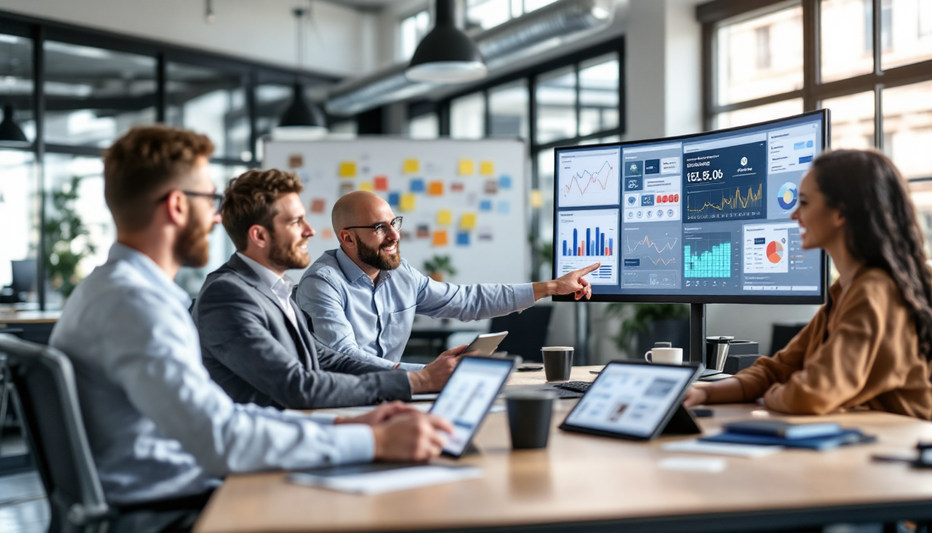 AI가 분석한 트렌드를 활용하는 마케팅 팀 이미지