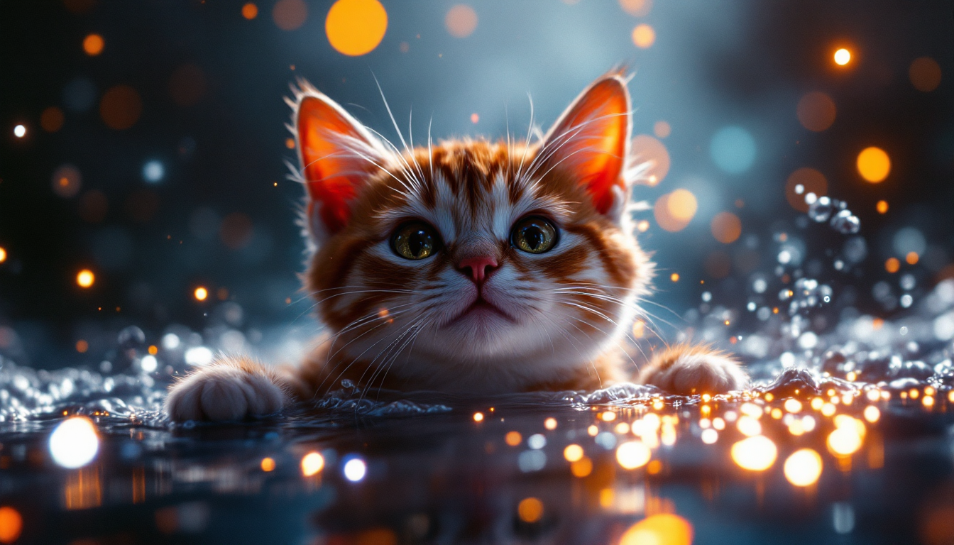 Runway AI를 사용해 생성된 '우주를 헤엄치는 고양이' 영상