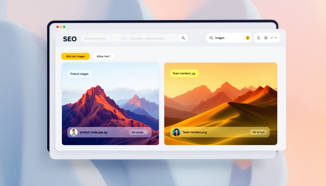의미 있는 파일명과 대체 텍스트, WebP 포맷을 활용해 SEO 최적화된 이미지가 포함된 현대적인 웹사이트