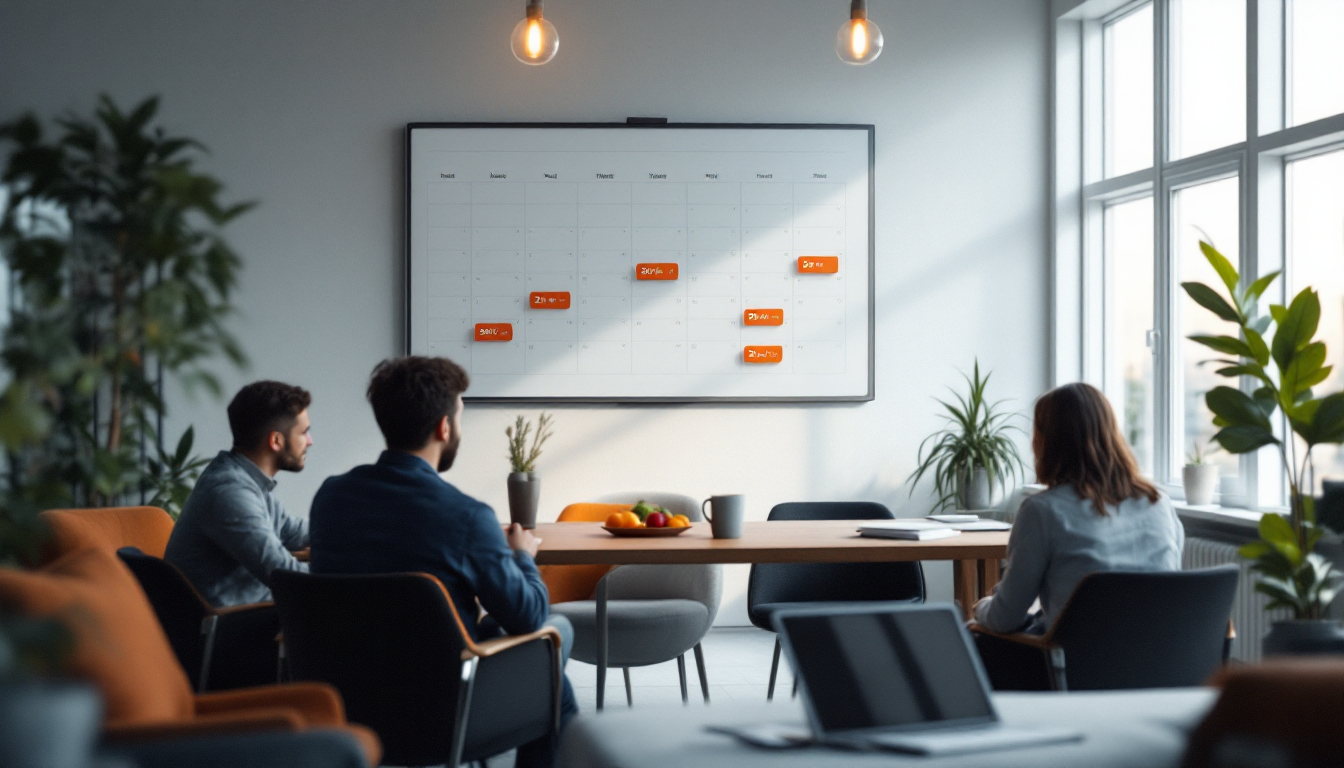 클로드 AI 구독 할인 전략과 팀 플랜을 설명하는 현대적인 사무실에서의 미팅 장면