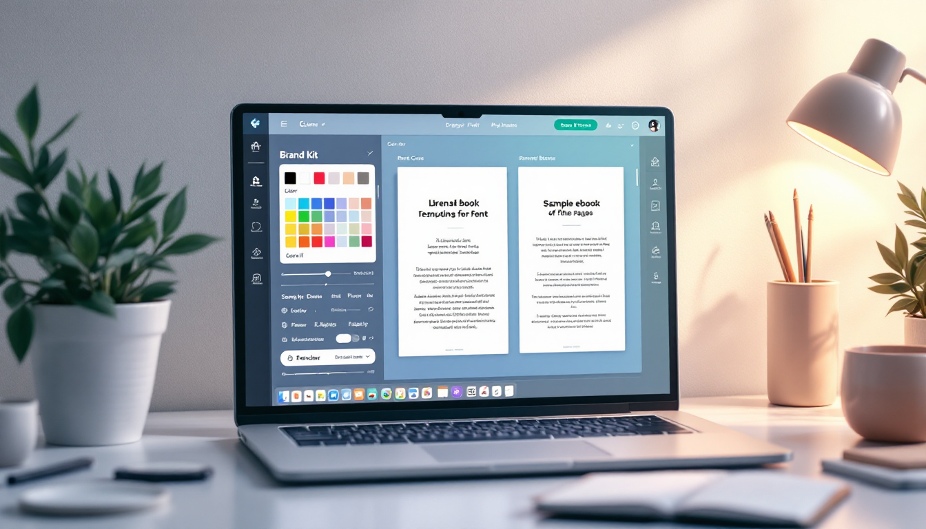 Canva의 브랜드 키트에서 색상과 폰트를 적용하여 템플릿을 커스텀하는 화면