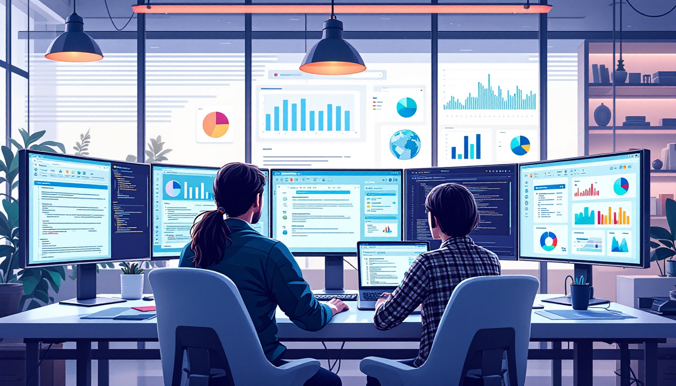 클로드 AI의 주요 기능들을 보여주는 디지털 작업 공간의 고화질 이미지