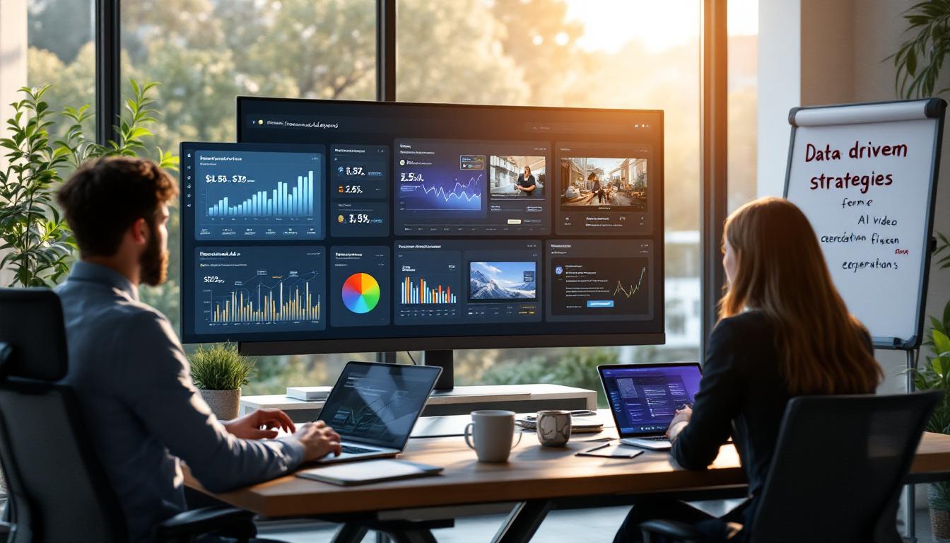 광고에서 AI가 가져오는 비용 효율성, 개인화, 크리에이티브 확장을 표현한 이미지