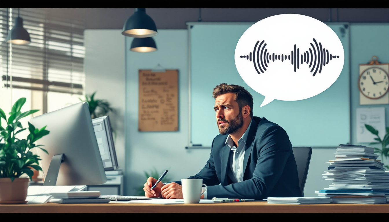 AI 음성 인식 회의록 도구 추천이 필요한 지친 관리자의 모습