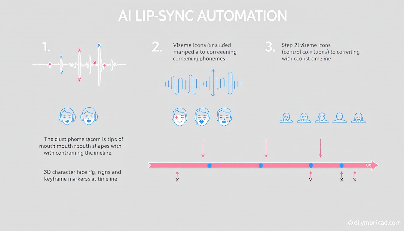 AI 립싱크 자동화 기술 원리 3단계: 음성 분석, 음소-입모양 매핑, 애니메이션 생성