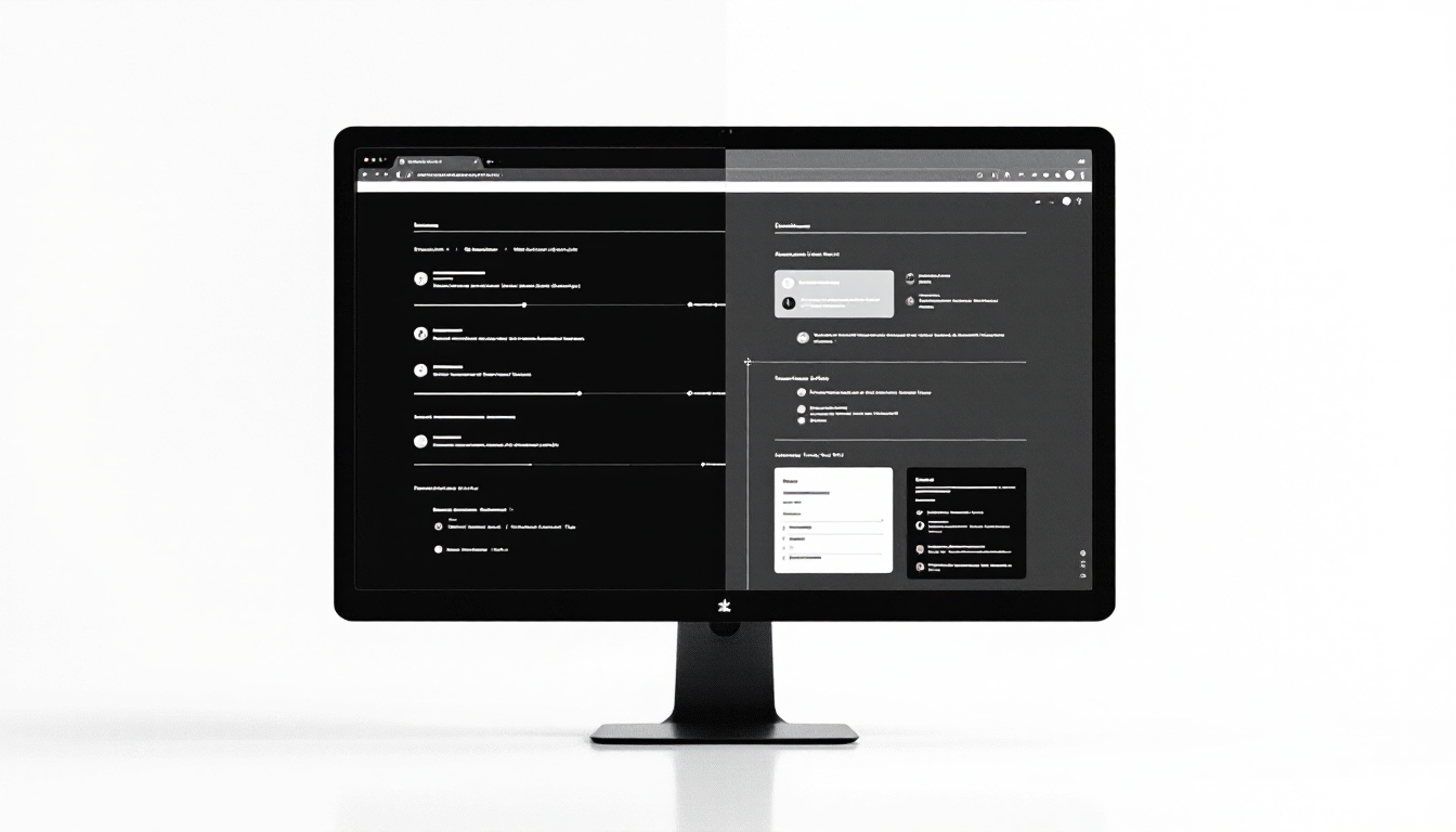 미니멀한 클로드 AI 인터페이스와 플러그인 통합 대시보드를 비교하는 UI 화면