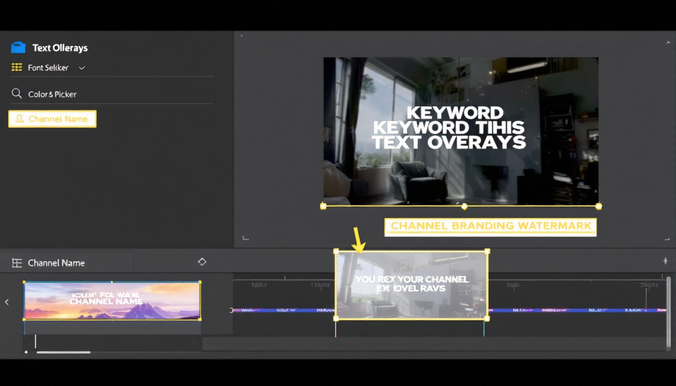영상에 키워드 텍스트를 강조하고 자막 디자인 및 채널 워터마크를 추가하는 단계