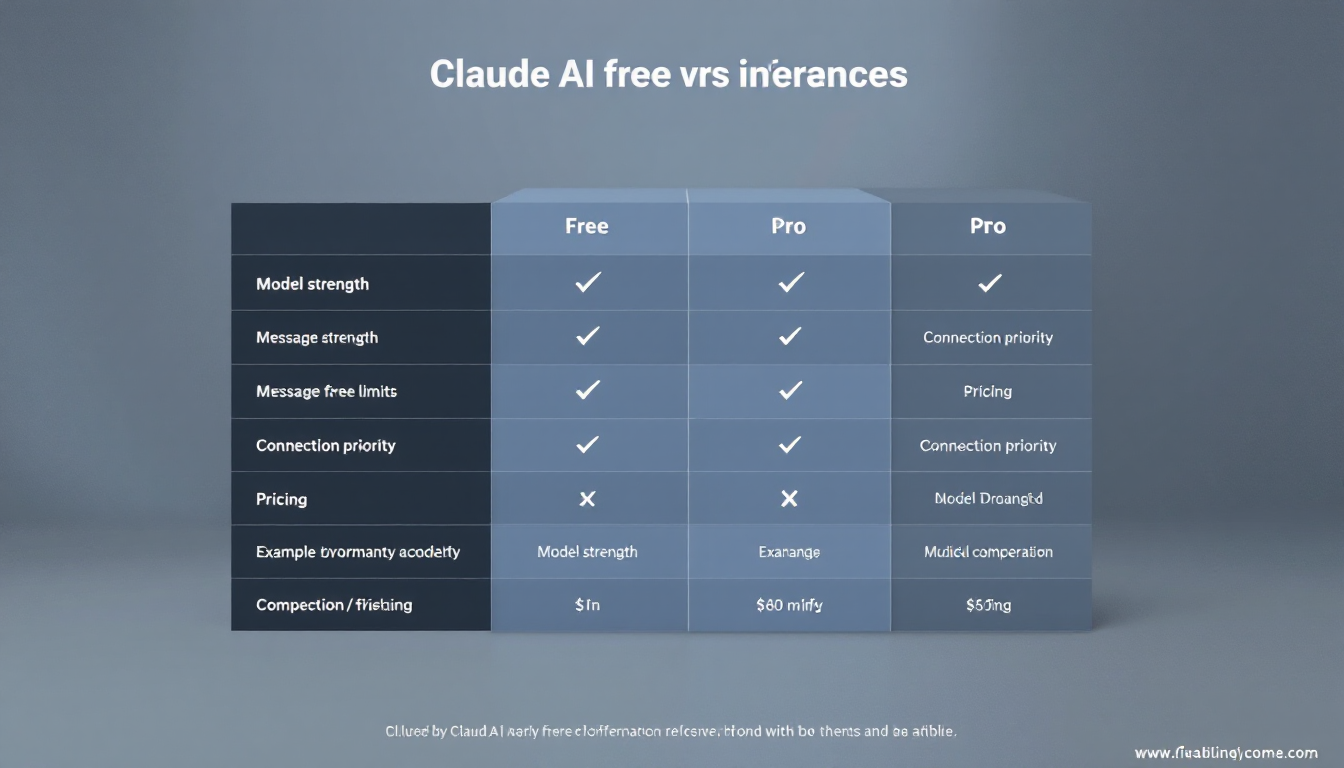 클로드 AI 무료 버전과 유료 버전의 핵심 차이점을 비교하는 인포그래픽 표