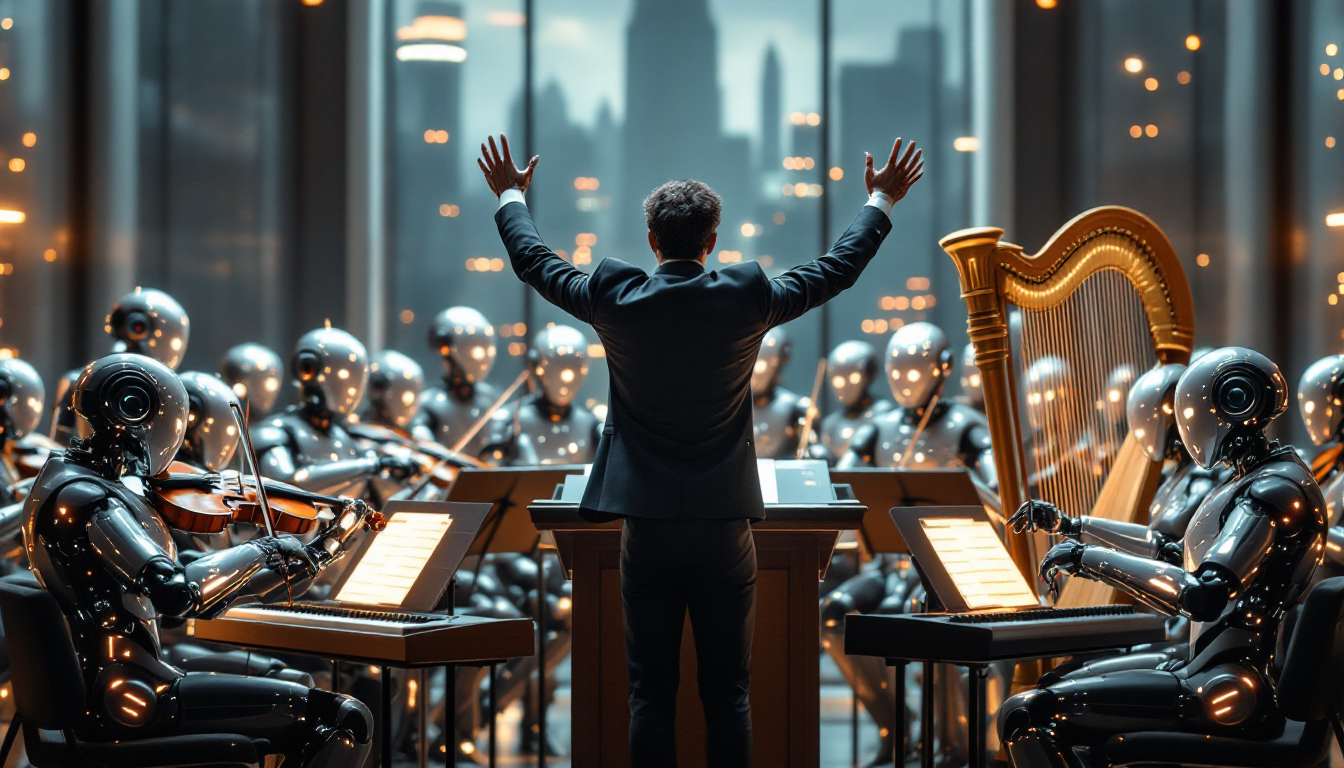 AI 에이전트들이 협업하는 워크플로우 오케스트레이션 개념도