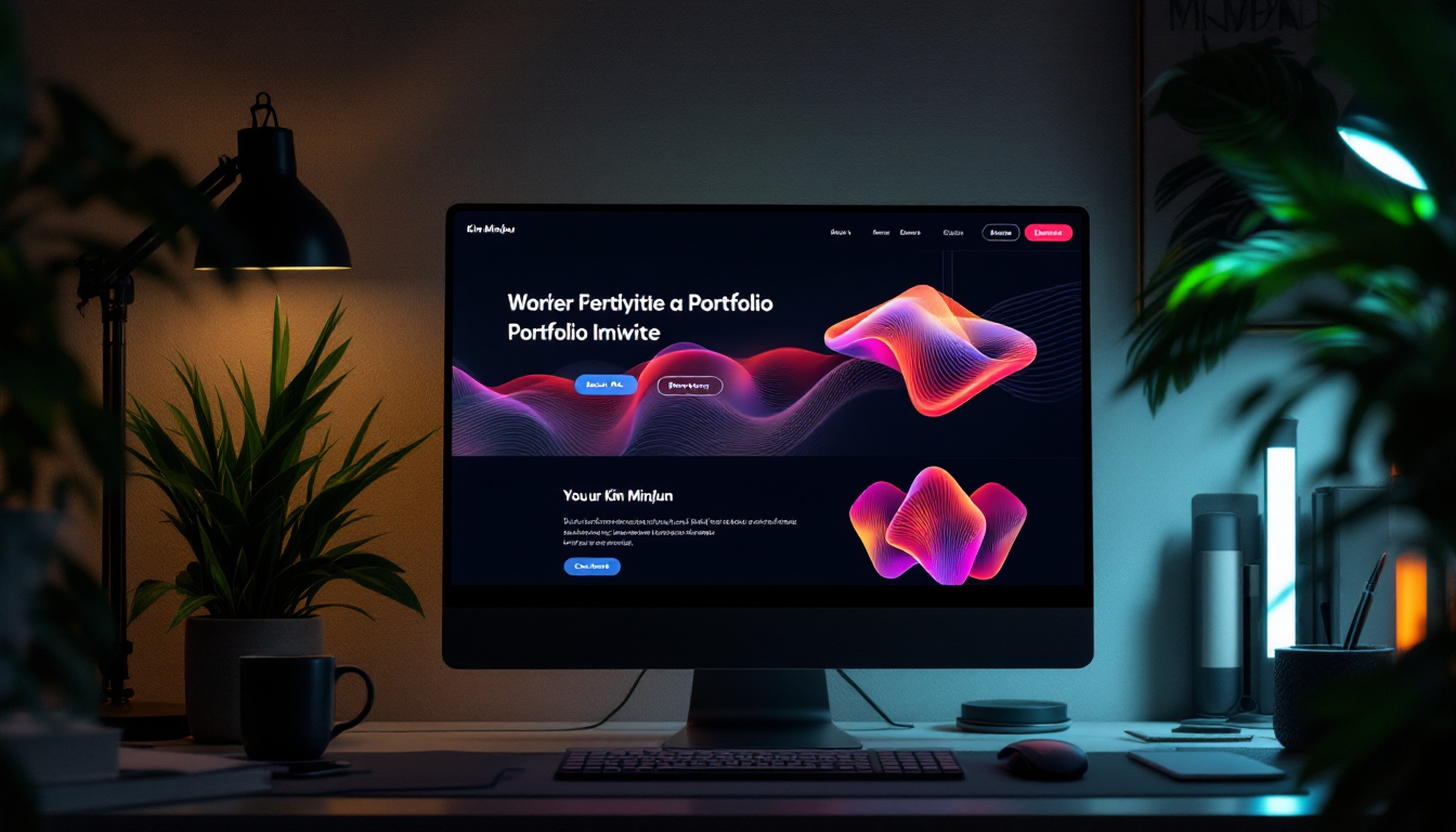 AI가 생성한 프론트엔드 개발자 김민준의 세련된 포트폴리오 웹사이트 디자인