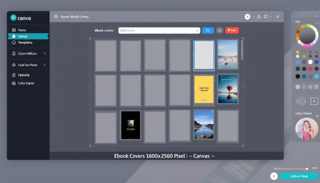 1600x2560 픽셀 크기의 캔바 전자책 표지 캔버스 설정 화면
