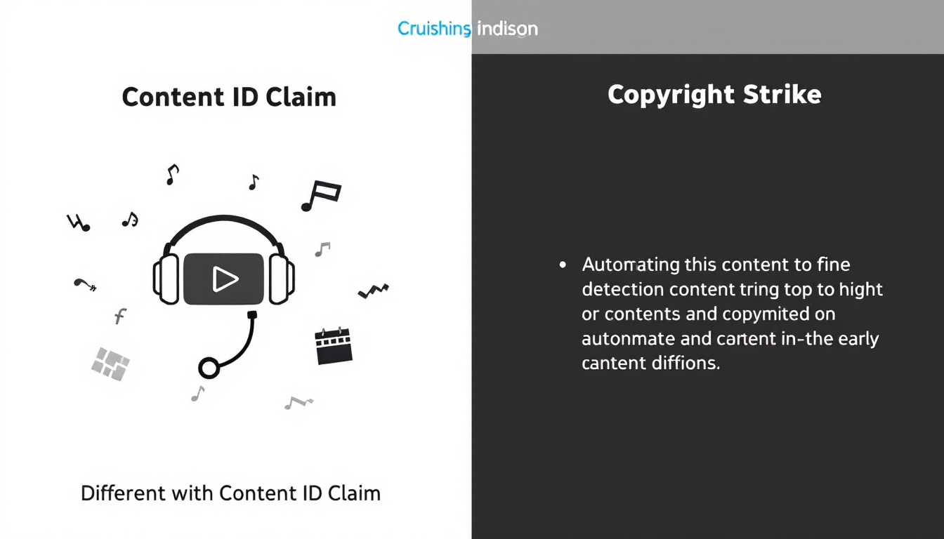 콘텐츠 ID 소유권 주장과 저작권 위반 경고의 차이점을 설명하는 인포그래픽