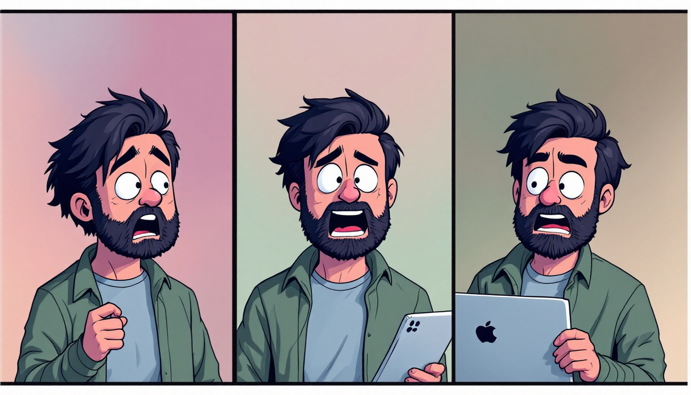 마케팅 A B 테스트를 위한 놀람 행복 진지한 표정을 가진 캐릭터의 만화 스타일 시퀀스