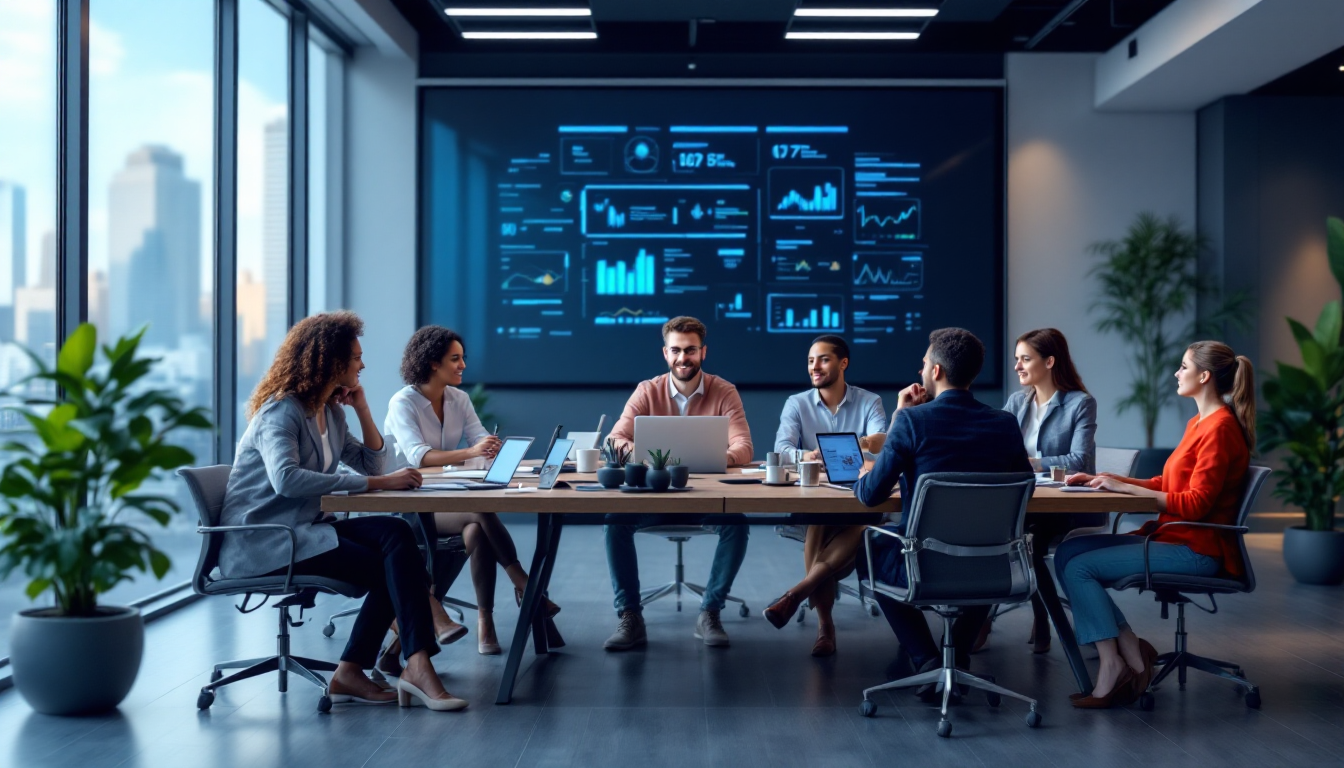 AI 도구를 활용해 혁신적인 동영상 광고를 제작하는 마케터들의 모습과 AI가 필수 생존 전략임을 상징하는 이미지