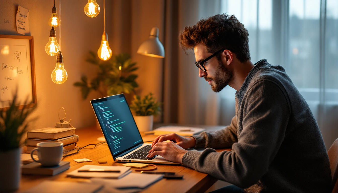 작가가 AI 챗봇과 소통하며 글쓰기 아이디어를 얻는 모습