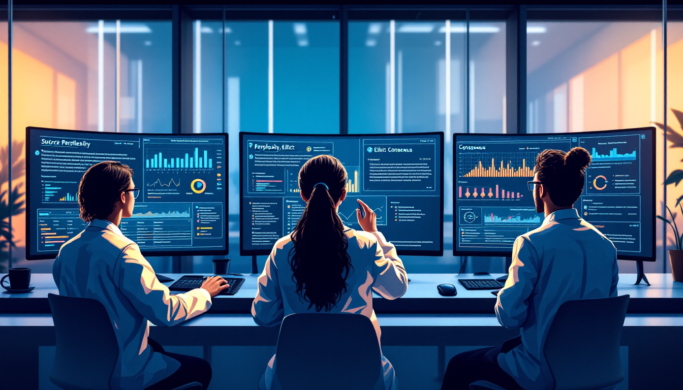 학술 및 논문 연구에 특화된 AI 도구를 사용하는 연구원들의 모습