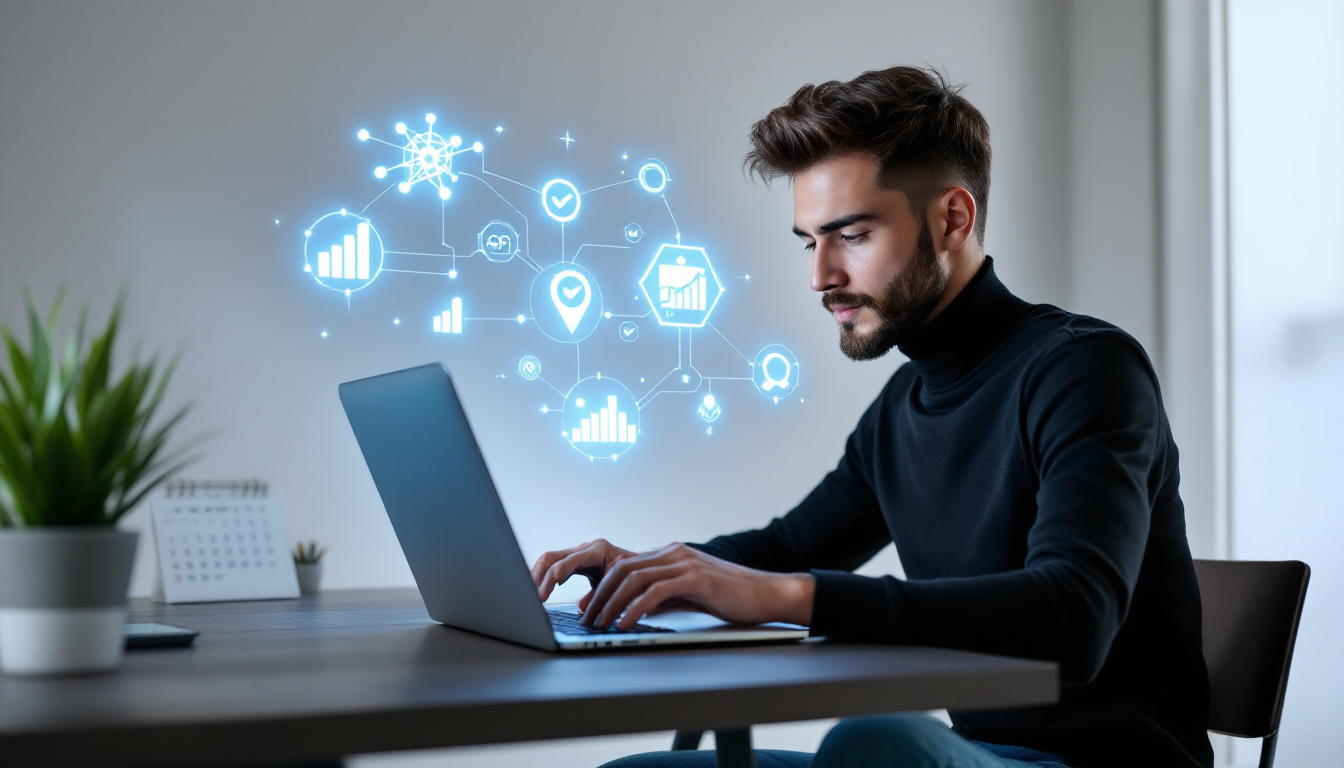 AI를 활용한 콘텐츠 제작과 오가닉 트래픽 증가를 상징하는 이미지