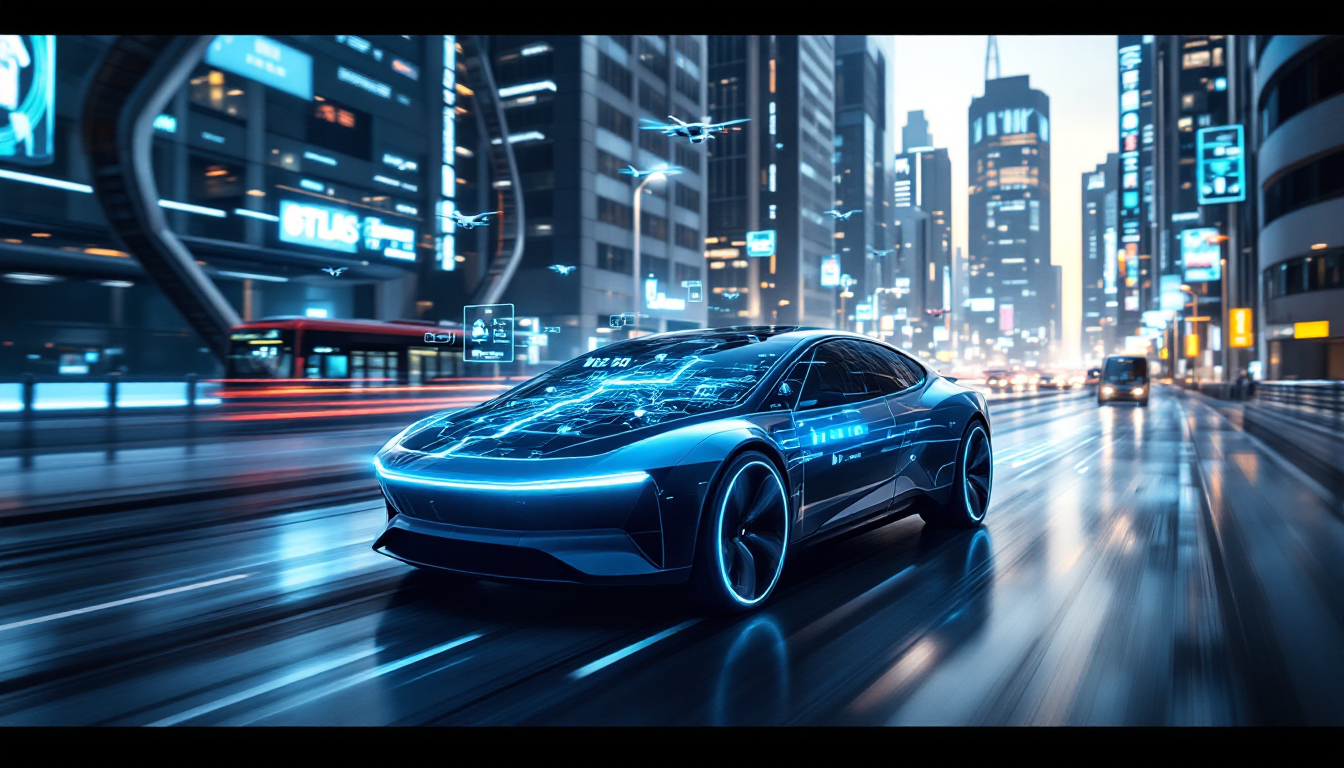 Agentic AI 업무 자동화 기능의 개념을 보여주는 자율주행 자동차 이미지