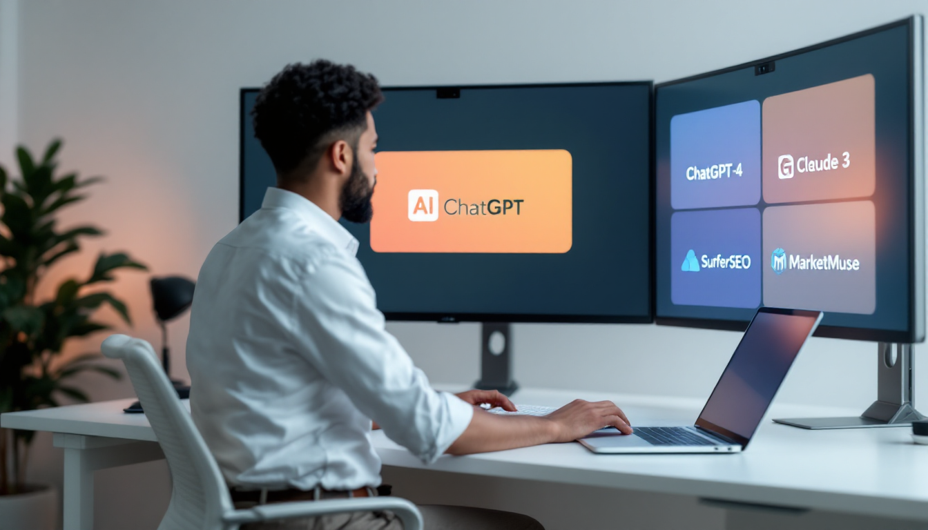 다양한 AI SEO 도구를 활용하는 작업 공간