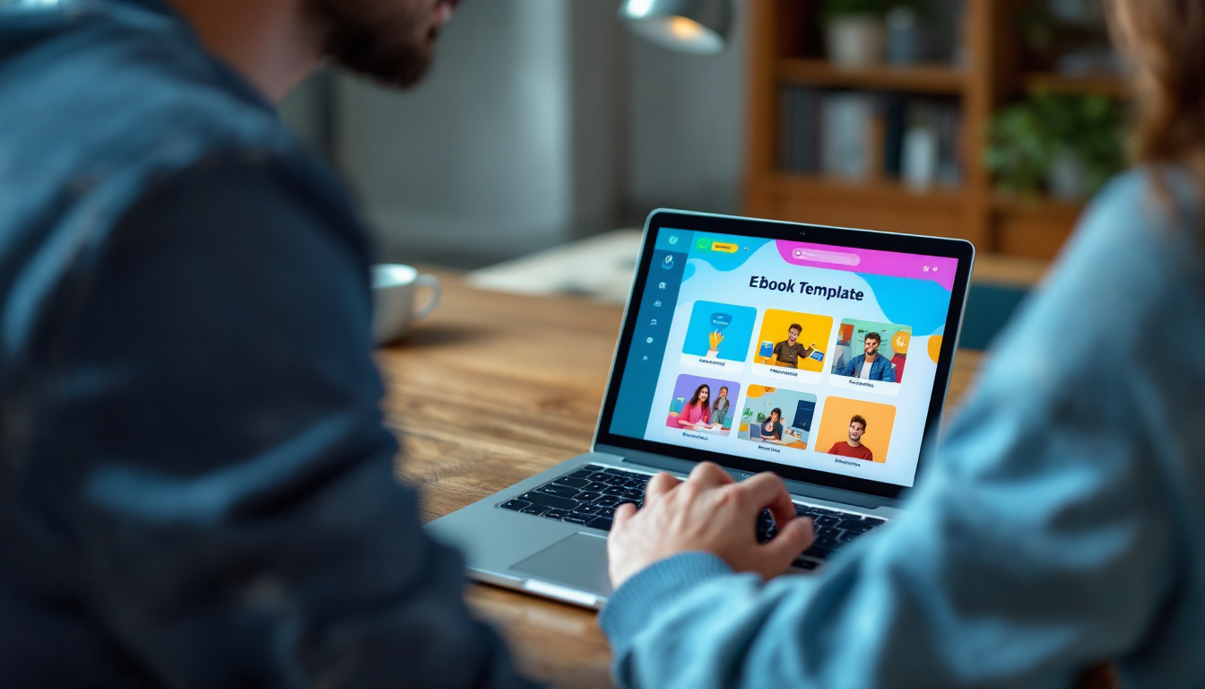 초보자와 창작자가 Canva를 사용해 전자책 디자인 템플릿을 활용하는 모습