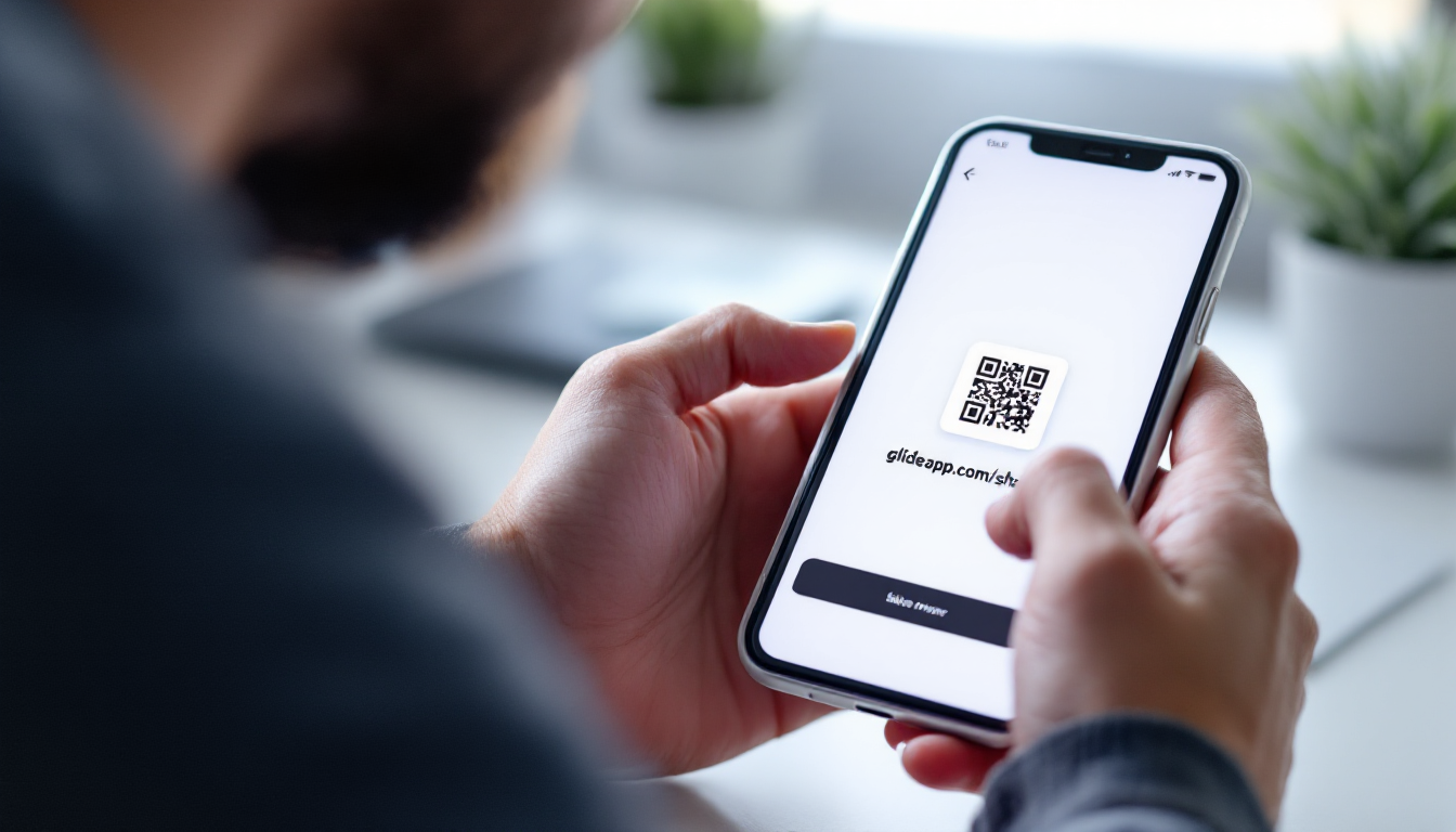 QR코드와 URL을 통해 Glide 앱을 공유하는 모습