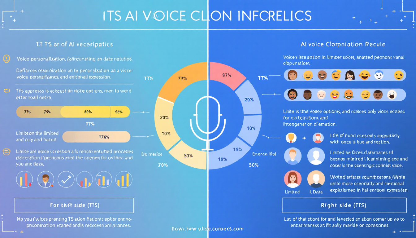 TTS와 AI 보이스 클로닝 기술의 차이점을 한눈에 비교하는 인포그래픽
