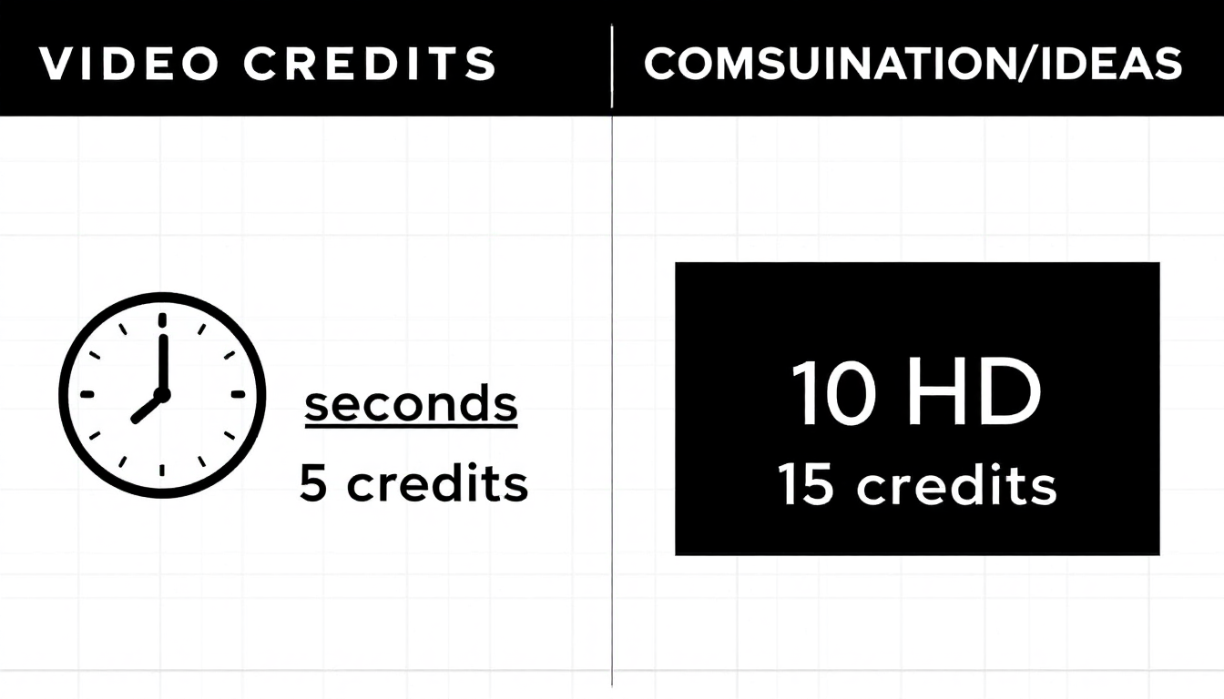 Kling AI 영상 길이와 해상도에 따른 크레딧 소모량 비교표 인포그래픽