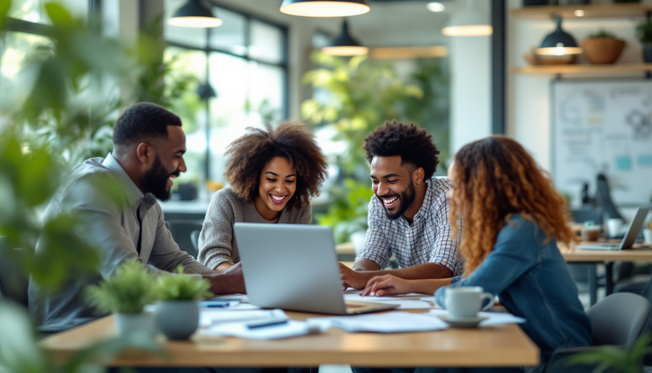 초보자들이 AI 로고 제작 도구를 사용하여 로고를 만드는 모습