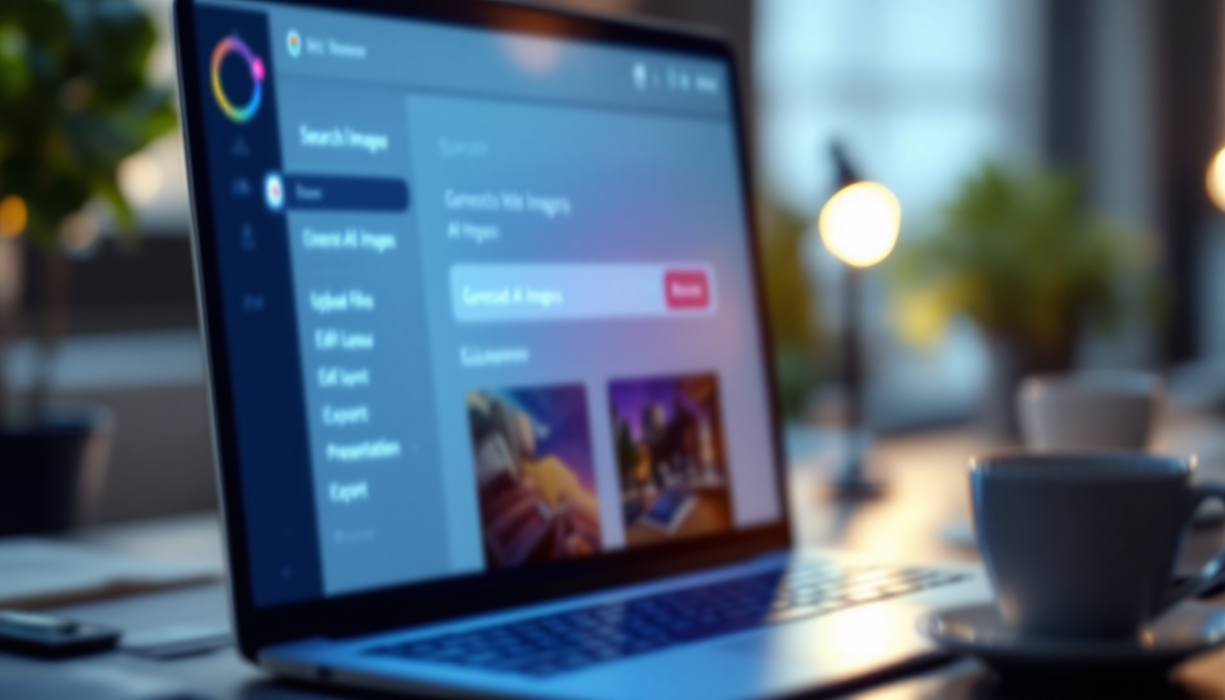 감마 AI 이미지 검색 및 생성 기능이 보이는 인터페이스