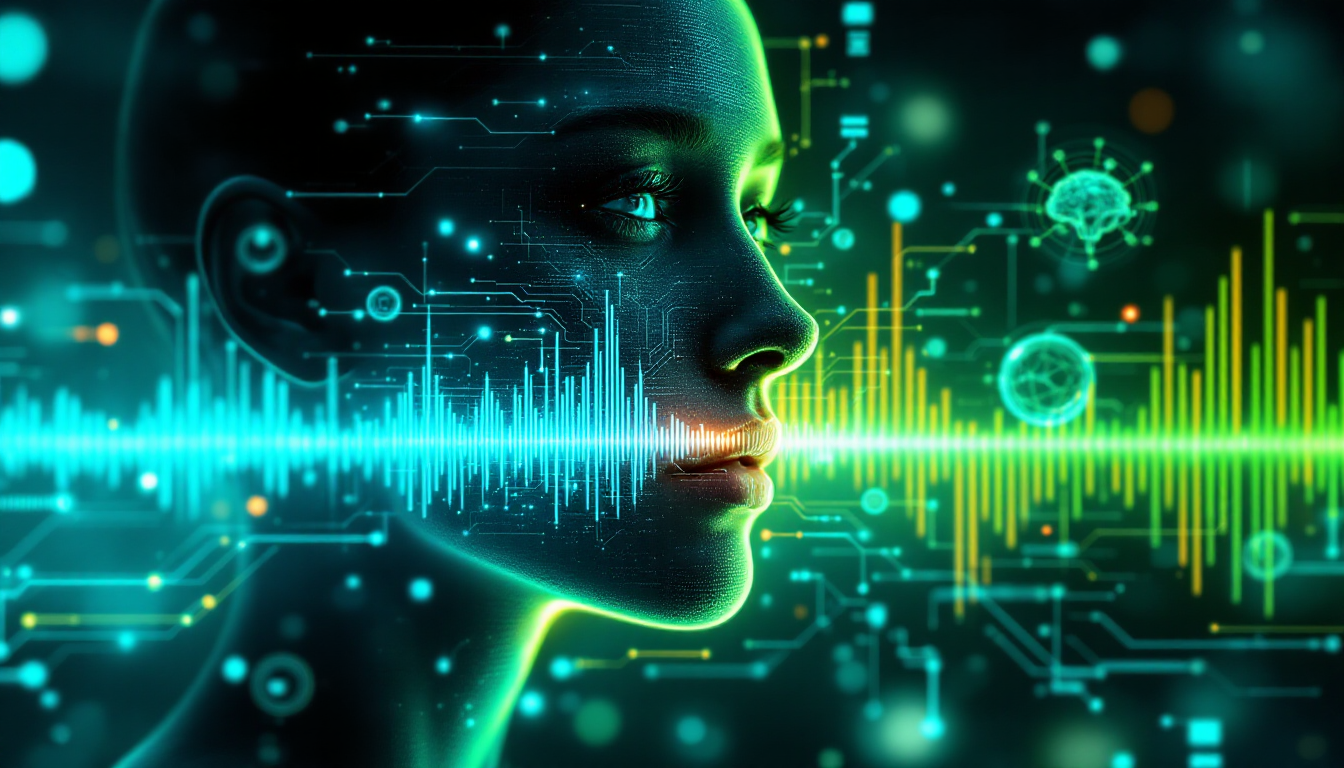 AI 보이스 클로닝의 디지털 도플갱어를 표현한 실사 스타일 이미지