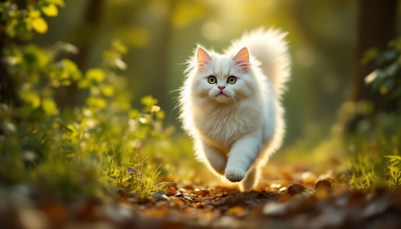 좋은 Kling AI 프롬프트로 생성된 솜털 같은 하얀 페르시안 고양이 영상