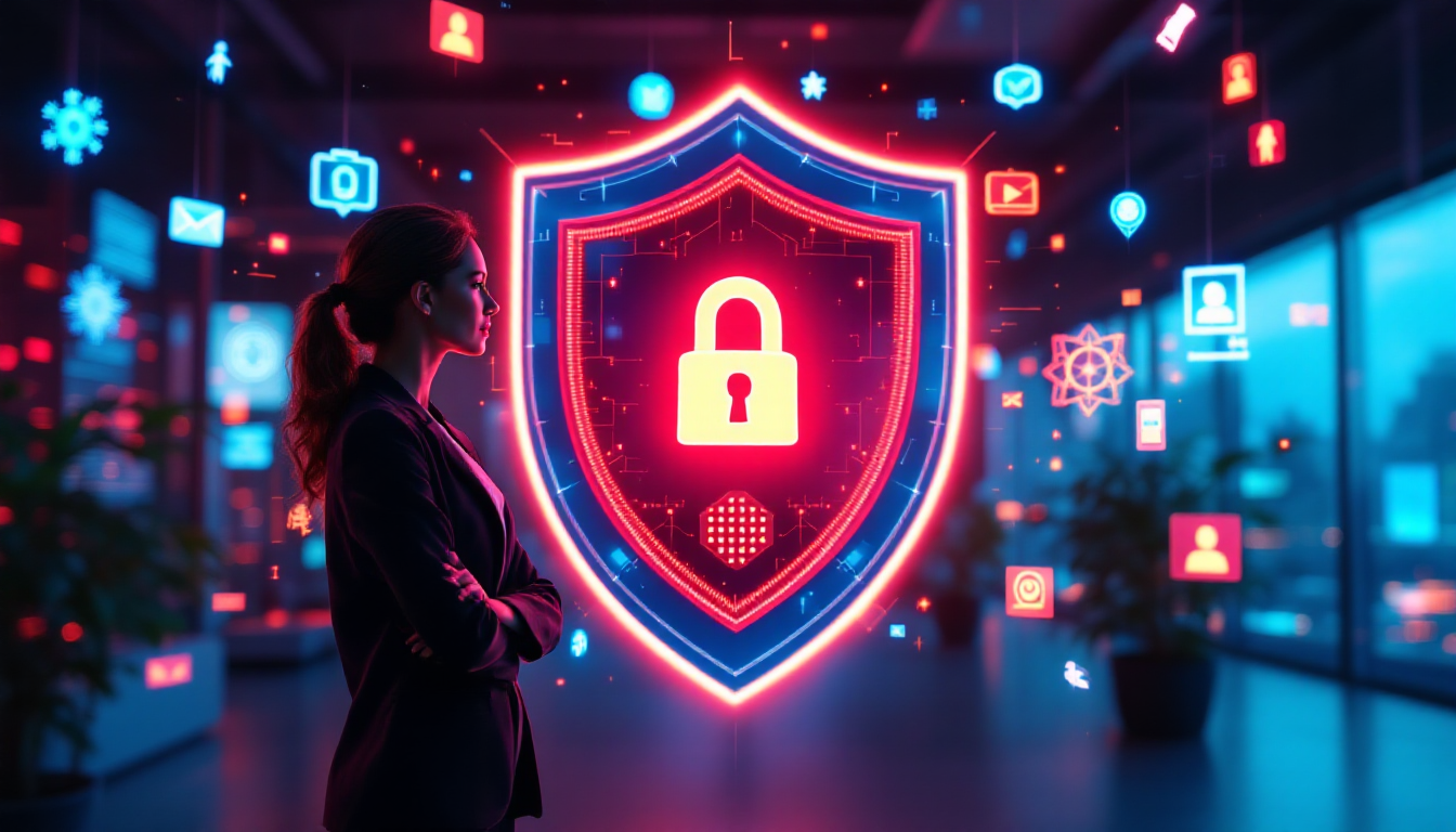 AI 영상 저작권 지식이라는 방패 앞에 서 있는 자신감 있는 창작자