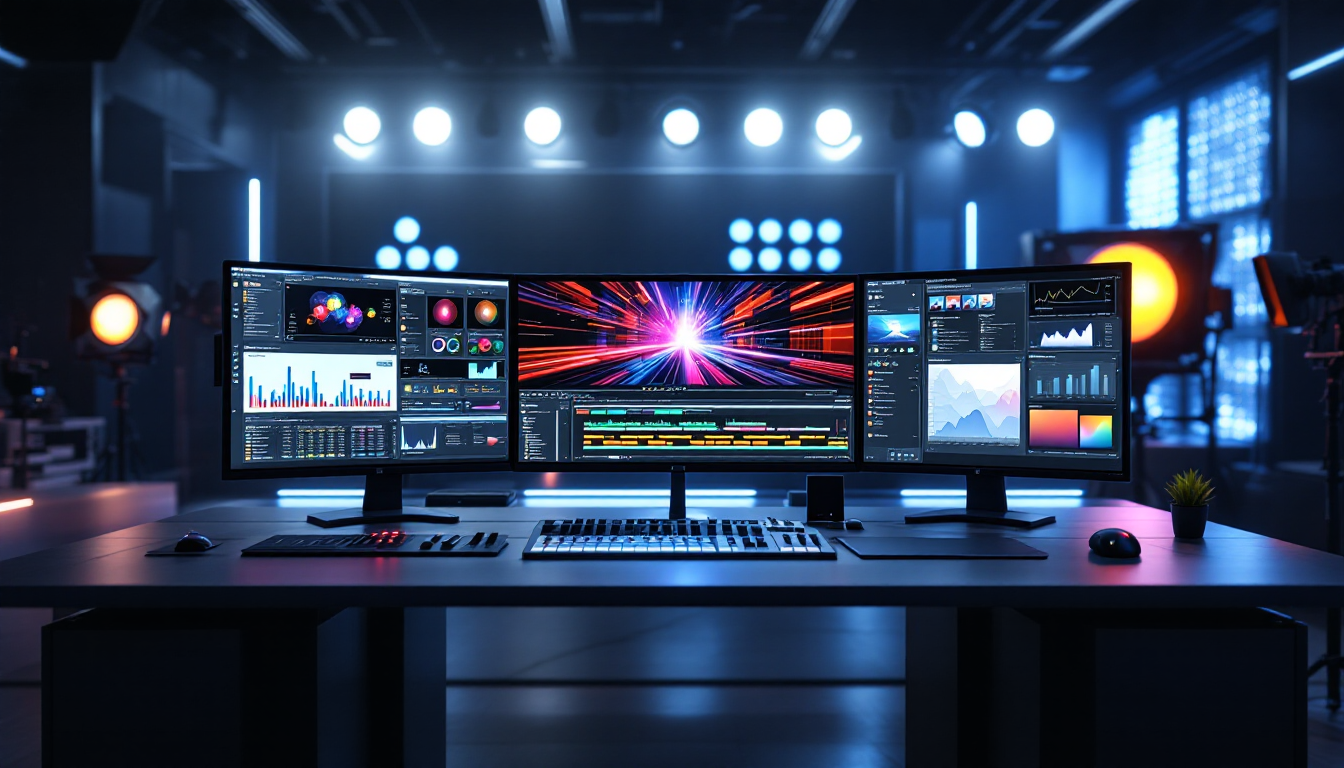 프로페셔널 AI 영상 제작 환경에서 Sora, Kling 등 여러 툴이 활용되는 모습