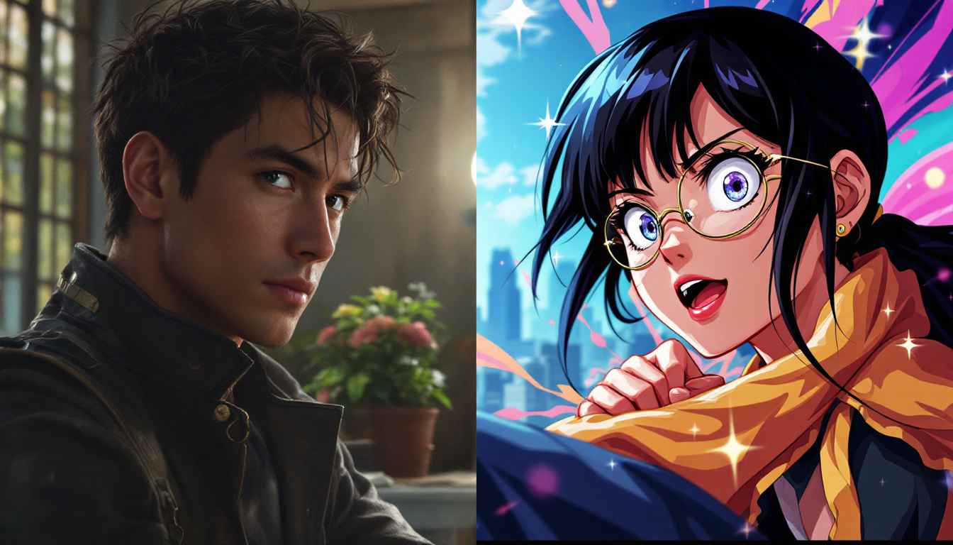 미드저니의 현실적이고 깊이 있는 색감과 니지저니의 화사하고 채도가 높은 애니메이션 스타일 색감의 비교