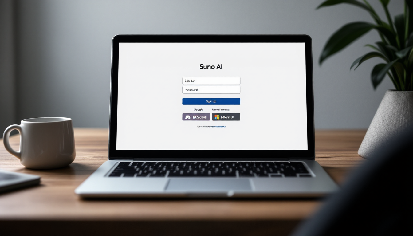 Suno AI 가입 페이지를 보고 편리하게 계정을 만드는 모습