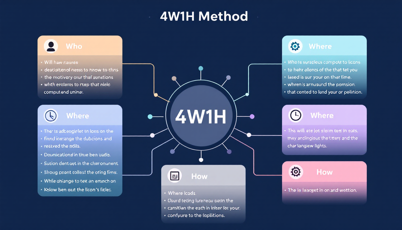 Kling AI 프롬프트 4W1H 공식을 설명하는 인포그래픽