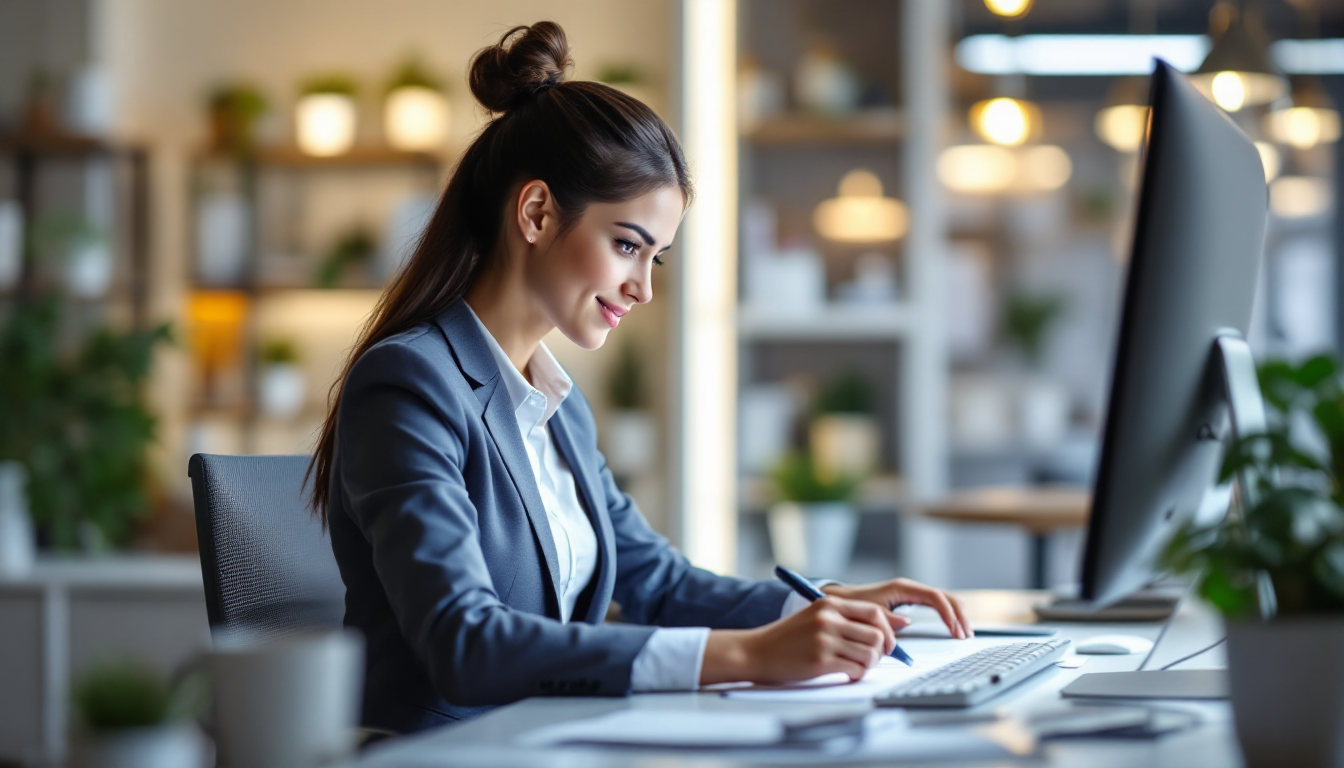 ChatGPT를 활용해 보고서와 이메일을 작성하는 직장인의 모습