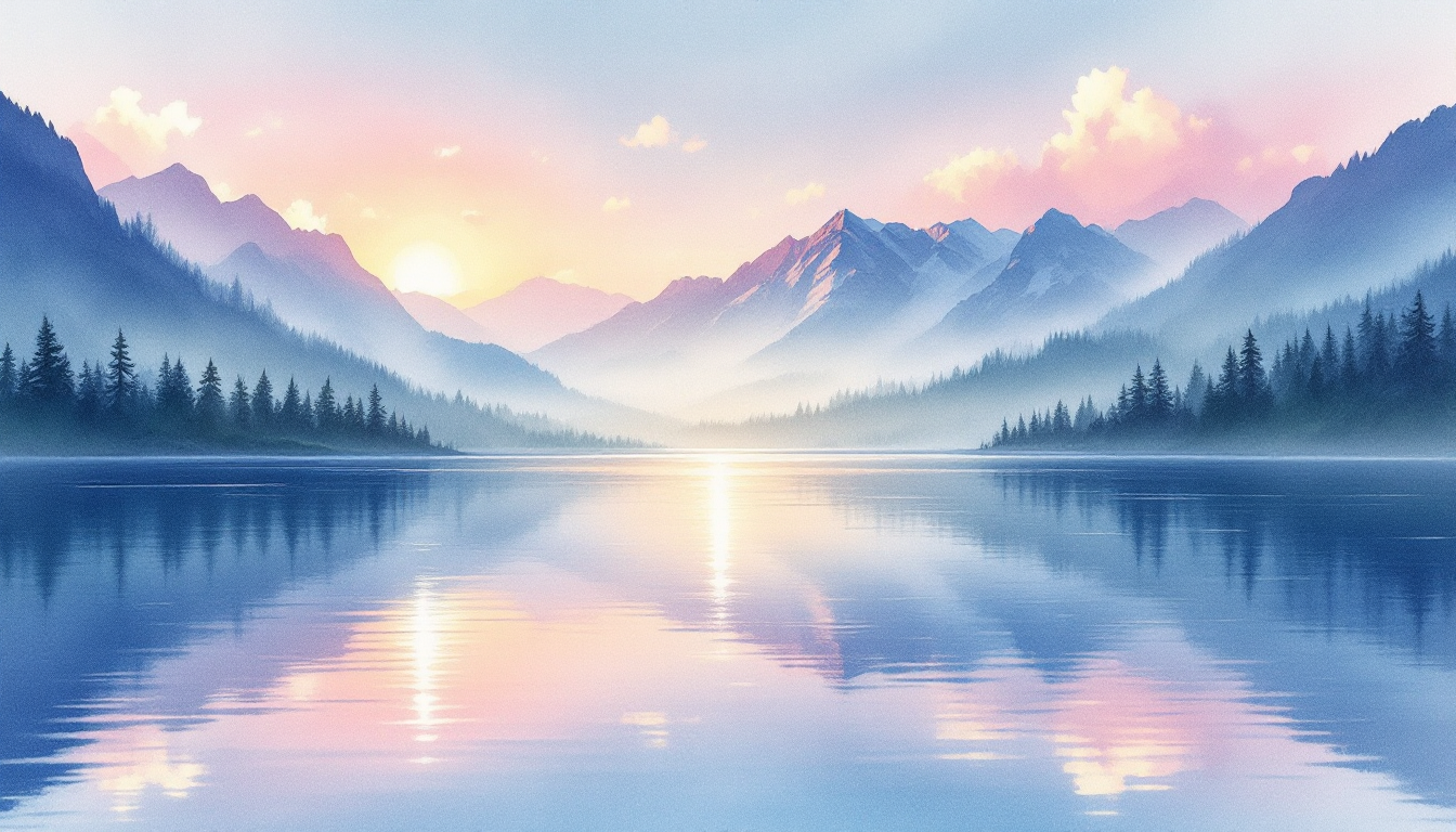 Sandcastle AI 프롬프트로 생성한 새벽녘 고요한 산호수의 수채화 스타일 그림