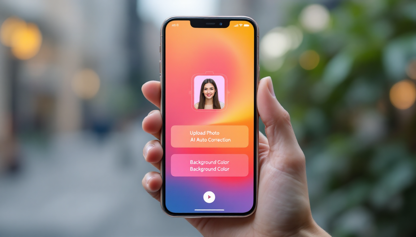 AI 증명사진 5분 완성 단계별 가이드가 표시된 스마트폰 화면