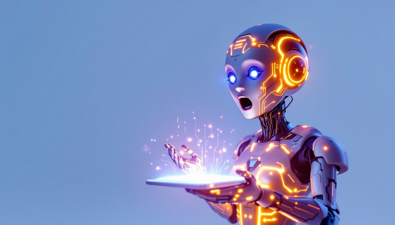 유튜브 채널 배너와 썸네일에 일관되게 등장하는 AI 캐릭터 브랜딩, 기술 기기를 들고 놀라고 흥분한 표정의 캐릭터