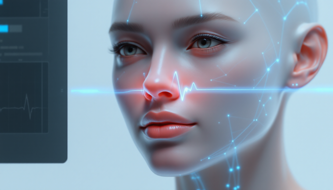 음소와 입모양이 자동으로 매칭되는 AI 립싱크 기술의 디지털 얼굴 클로즈업