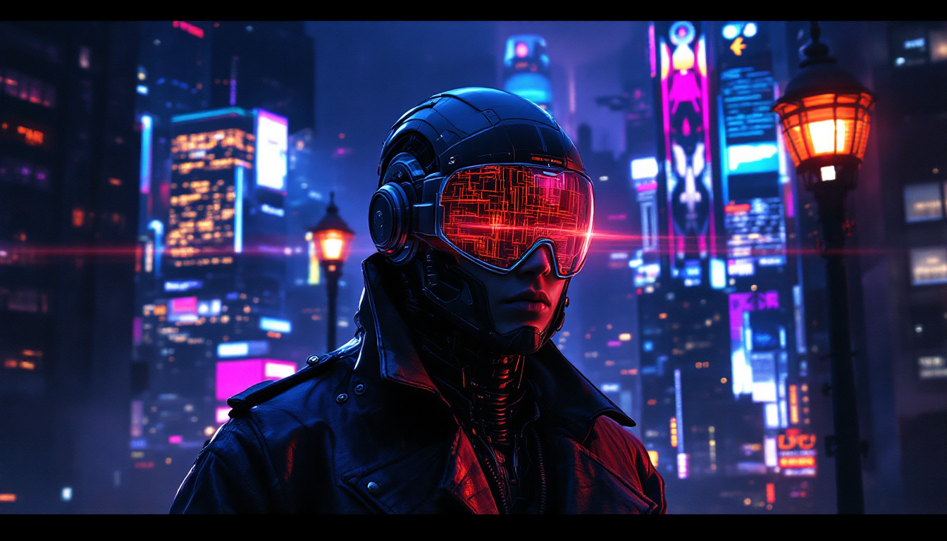 게임 AI 자동화 프롬프트로 생성된 냉소적인 사이버펑크 해결사 캐릭터