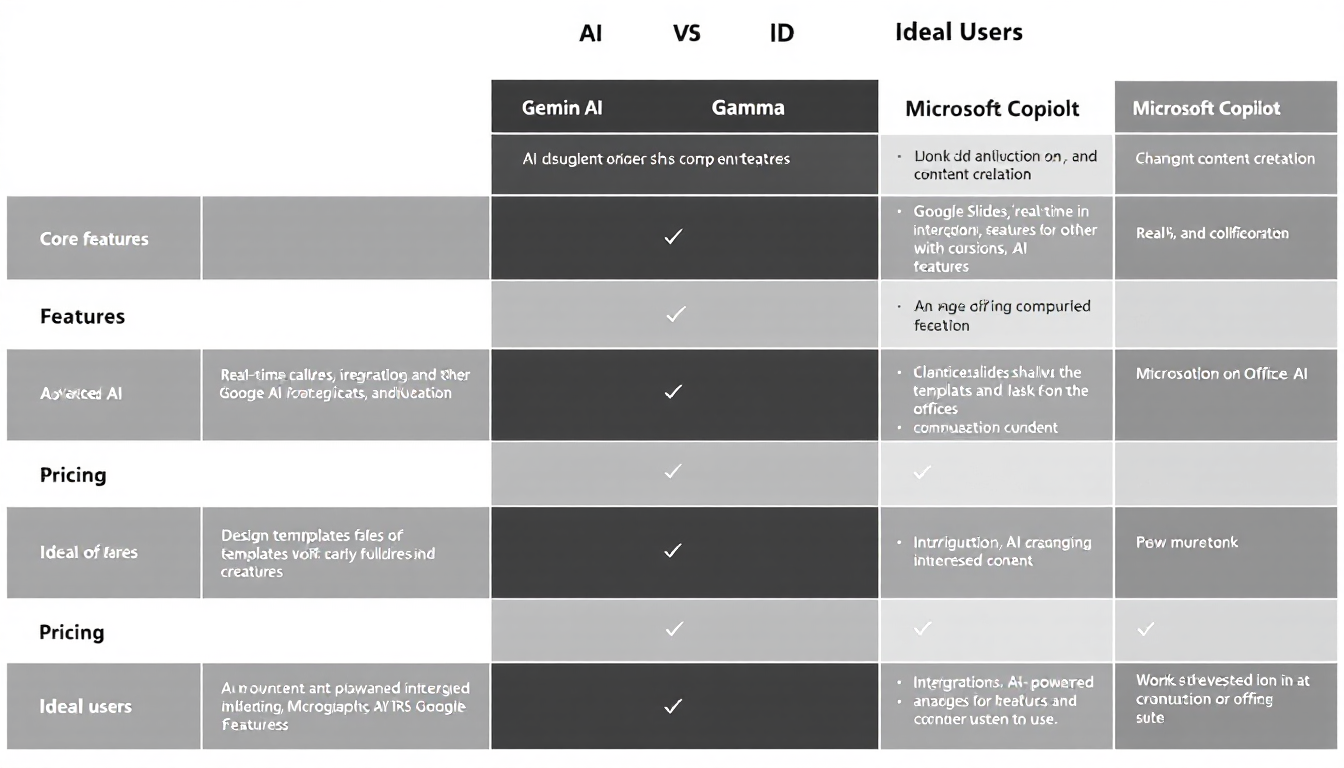 Google AI 발표 도구와 타 AI 도구를 비교한 핵심 기능과 가격, 사용자별 최적 추천 인포그래픽 표