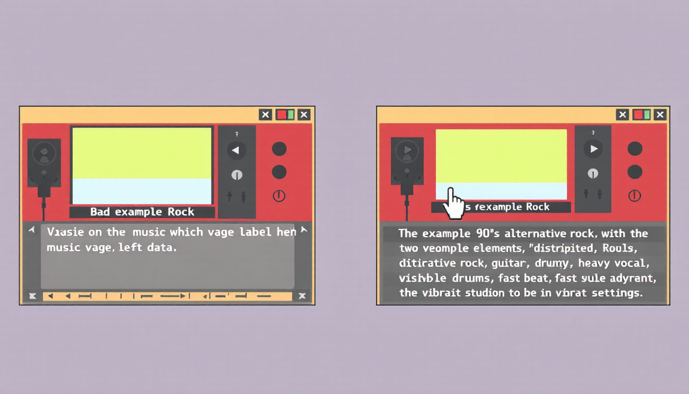 구체적인 프롬프트와 추상적인 프롬프트를 비교하여 결과물 차이를 보여주는 이미지