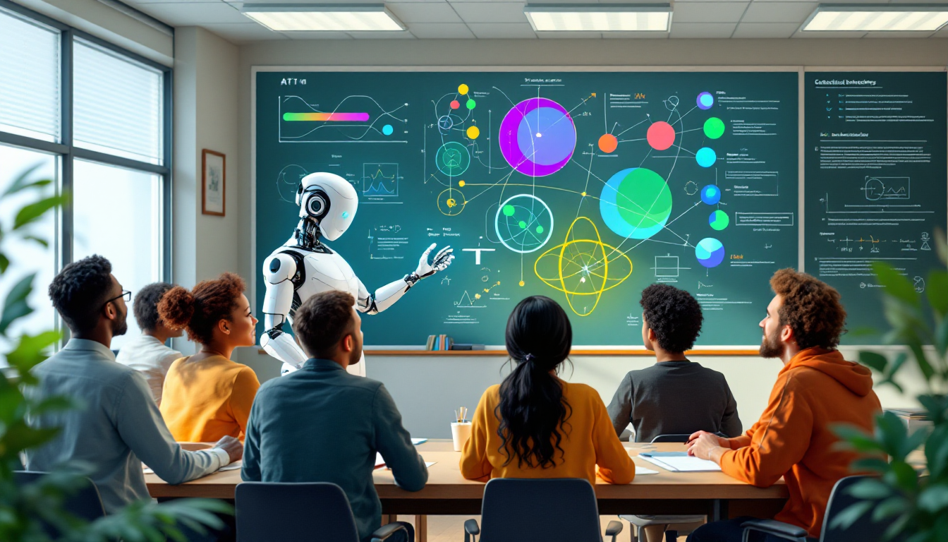 AI 학습도구가 복잡한 개념을 쉽게 설명해주는 학습 장면