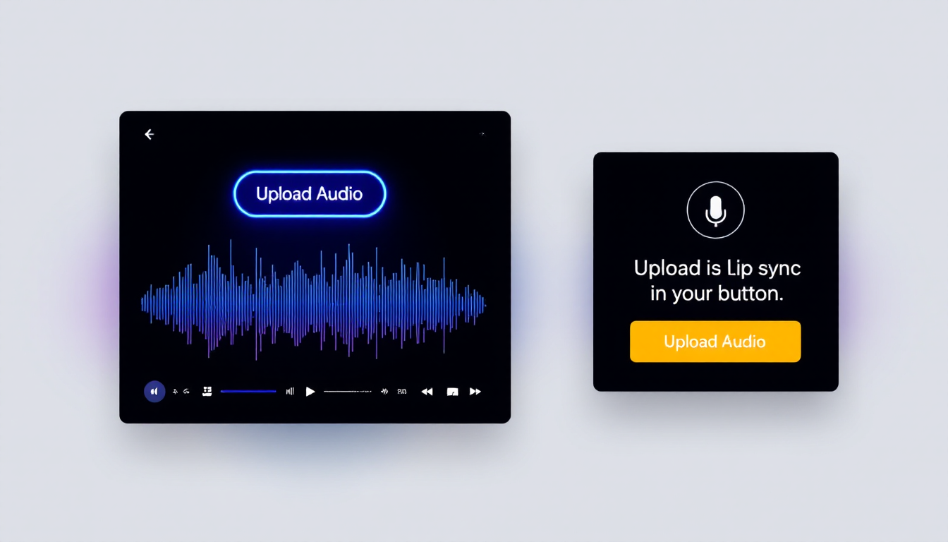 깨끗한 오디오 파일과 정면 고화질 사진을 업로드하는 AI 립싱크 도구의 사용자 인터페이스 이미지